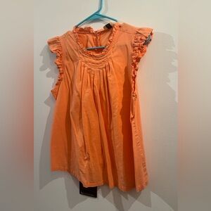 Women's Orange Ruffled Cap-Sleeve Top Universal thread